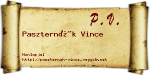 Paszternák Vince névjegykártya
